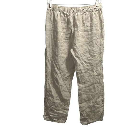 Women’s Cream And Tan Linen Striped Ellen Tracey Pants Size Large - Picture 8 of 9